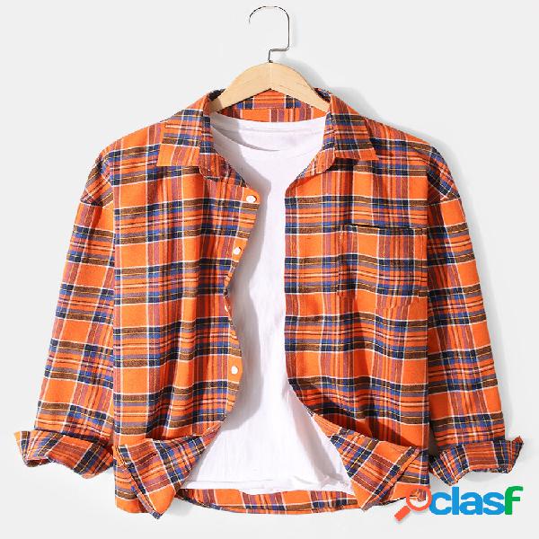 Lapela de lapela masculina 100% algodão algodão com bolso