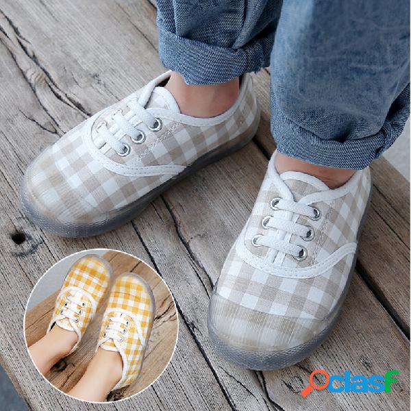 Meninas Plaid Canvas Daisy Jelly Sole Comfy Soft Sapatos