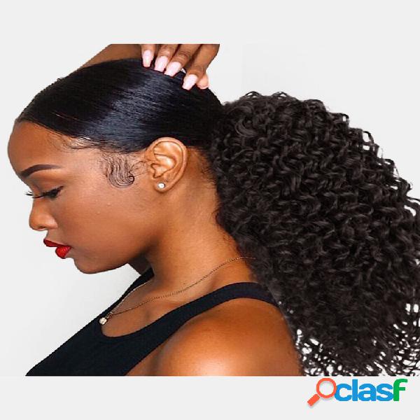 Preto longo encaracolado Cabelo Fofo respirável Afro