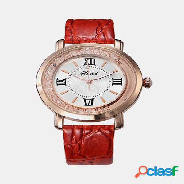 Relógio Luxuoso Feminino Strass Errático Pulseira de Couro