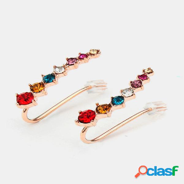 Rhinestone Crystal Orelha Cuff Brincos