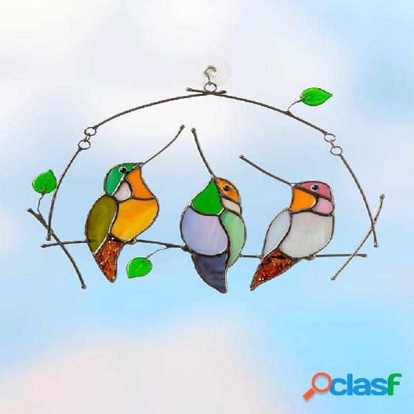 1 peça Spring Bird Colorful Suncatcher Glass Window