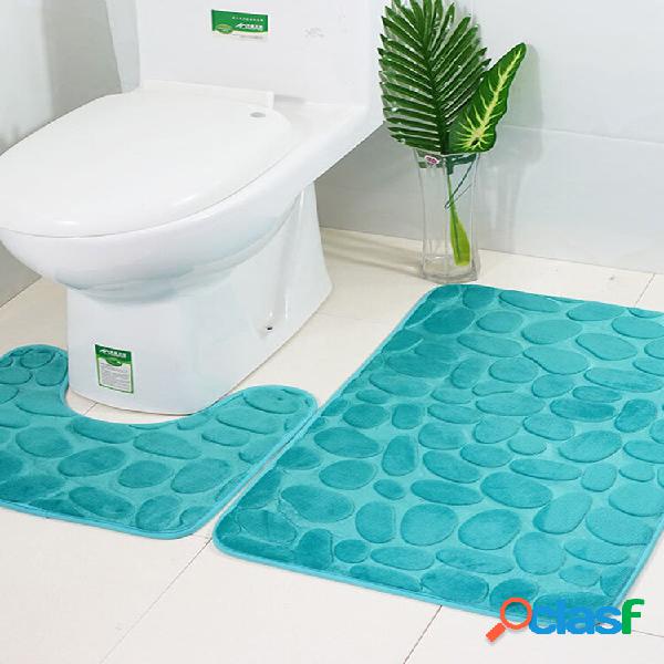 2 peças de flanela tapetes de banho com tampa de vaso