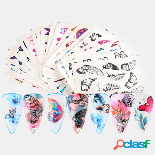 30 Pcs Adesivo artístico de unha Adesivos Retro Aquarela