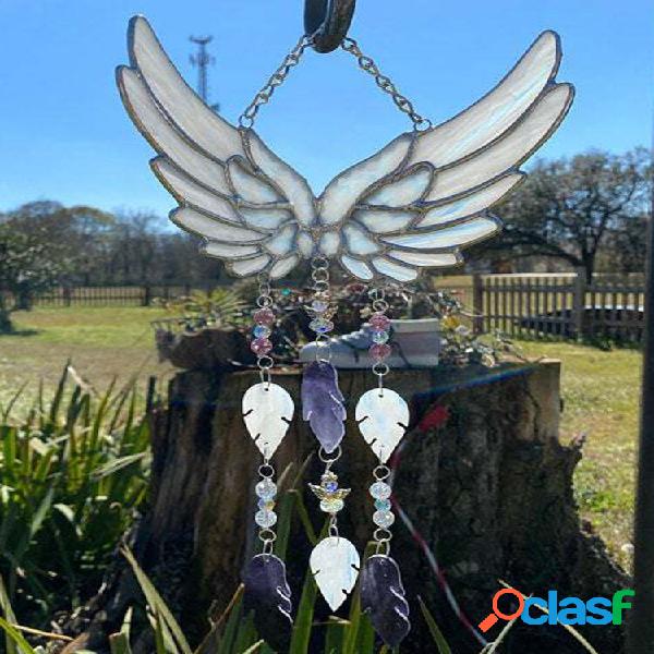 Acrílico Penas De Anjo Asa Carrilhão Suncatcher Yard