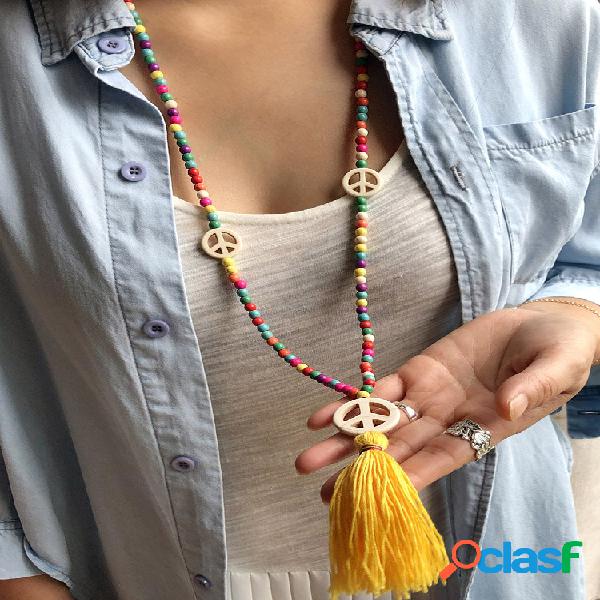 Bohemian Colorful Turquesa Colar de miçangas Símbolo da
