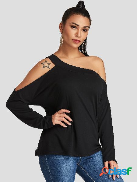 Camiseta de manga comprida de ombro preta One