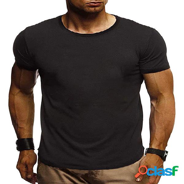 Camiseta masculina verão algodão Soft casual lisa