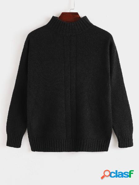 Camisola masculina outono inverno com gola redonda sólida
