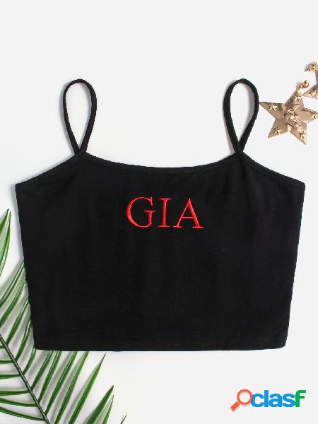 Camisola preta bordada com decote quadrado