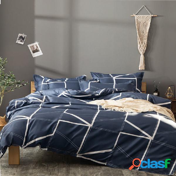 Conjunto de roupa de cama confortável de linho geométrico