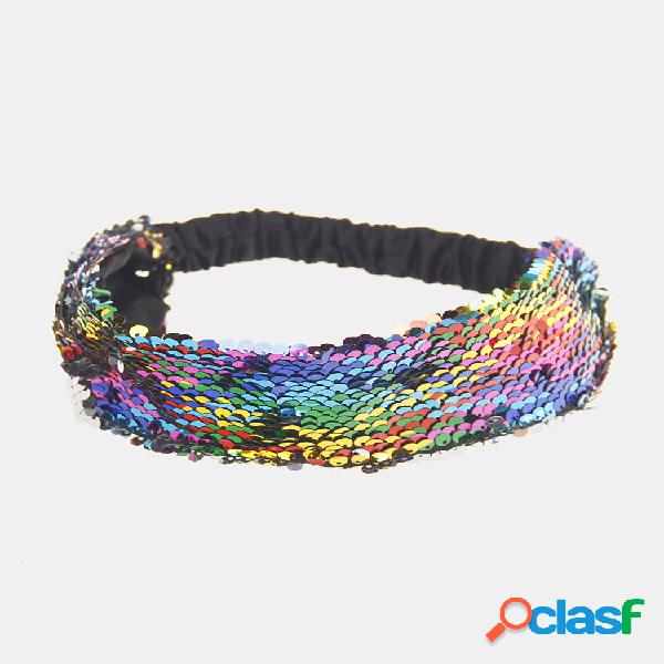 Faixa de Cabelo da Moda Colorida de Lantejoulas
