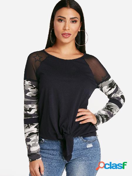 Gravata preta camuflagem patchwork gola auto-gravata Design
