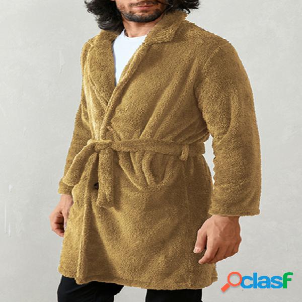 INCERUN Casaco frontal masculino de pele fofa de inverno com
