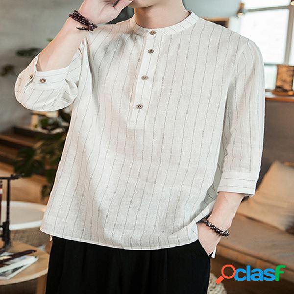 INCERUN Linho de algodão listrado vintage estilo chinês