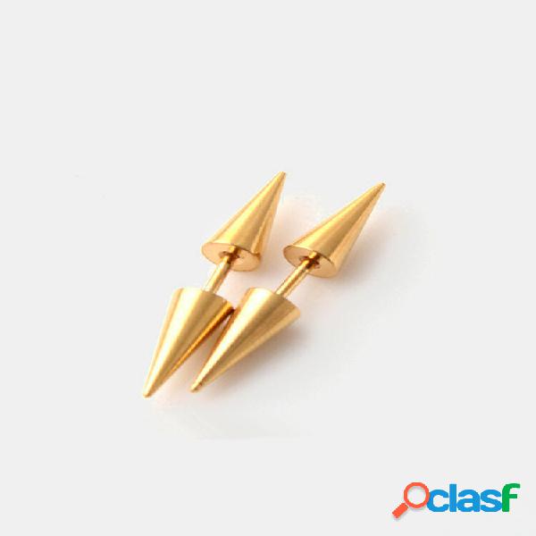 Moda masculina Dangle Brincos Cone Gold Black Titanium Steel