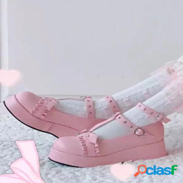 Mulheres Preppy Coração Metal Decor Cunhas Mocassins com