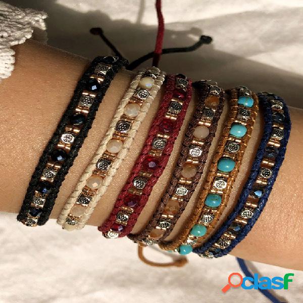 Pulseira Bohemian Colorful Dupla Trançada Feito à Mão