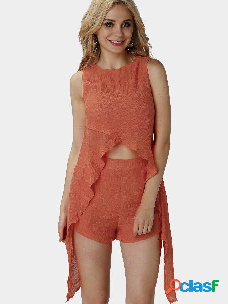 Roupas de duas peças conversíveis laranja sem mangas