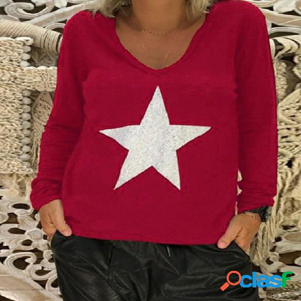 VENDA DE NATAL Camiseta de manga comprida preta com decote