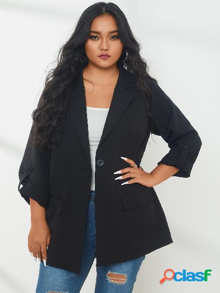 YOINS Plus Blazer tamanho lapela dois bolsos grandes mangas