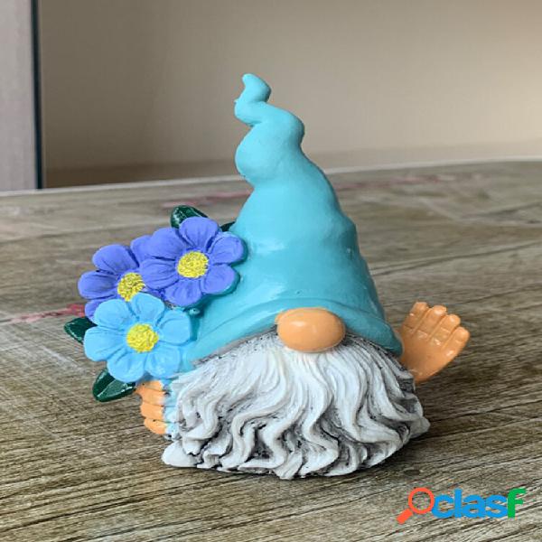 1 PC Resina Jardim Elf Flor Chapéu Gnomo Anão Sem Rosto