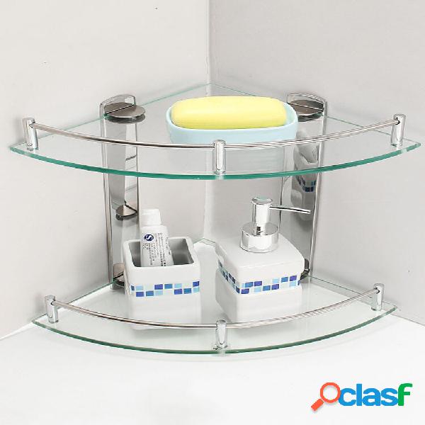 2 Camadas de Vidro Banheiro Camada Dupla de Aço Inoxidável