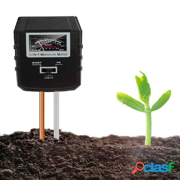 3-em-1 Medidor de PH do solo Testador de umidade Plantas de
