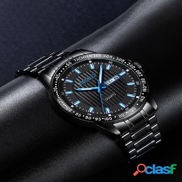 Alloy Steel Banda Luminous Business Waterproof Quartz Watch