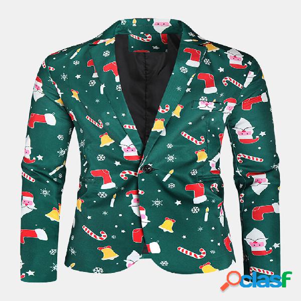 Blazer estiloso de algodão único com estampa de elemento