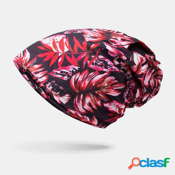 Cachecol feminino de algodão multicolor Planta estampado