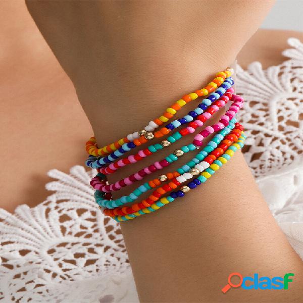 Conjunto de pulseiras de resina de plástico com 7 unidades