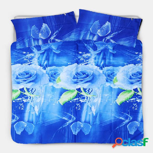 Conjunto de roupa de cama estampado de 2 unidades 3D Blue