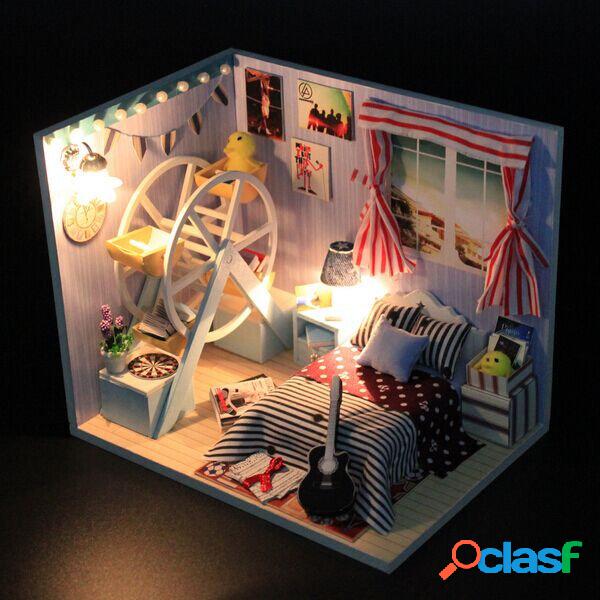 Hoomeda DIY Childhood Memory Wood Dollhouse Miniature with