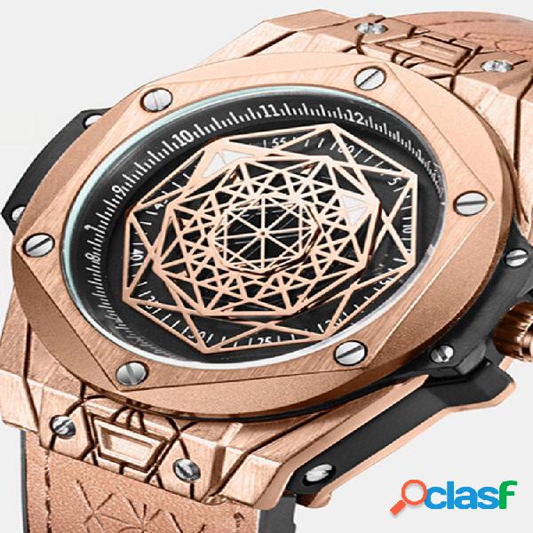Moda 3ATM à prova d'água homens Ver pulseira de couro