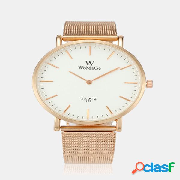 Moda Quartz Watch Aço Inoxidável Fino Ouro com Mostrador