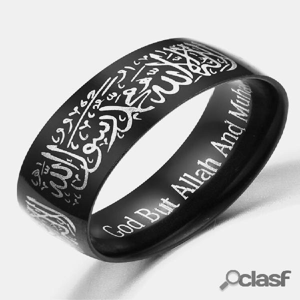 Moda muçulmana Allah Words Anéis de aço inoxidável