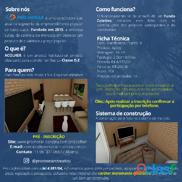 Pré Inscrição Mutirão Habitacional Parelheiros