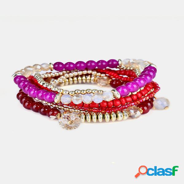 Pulseira Bohemian Multicamadas Pulseira Feminina de Cristal