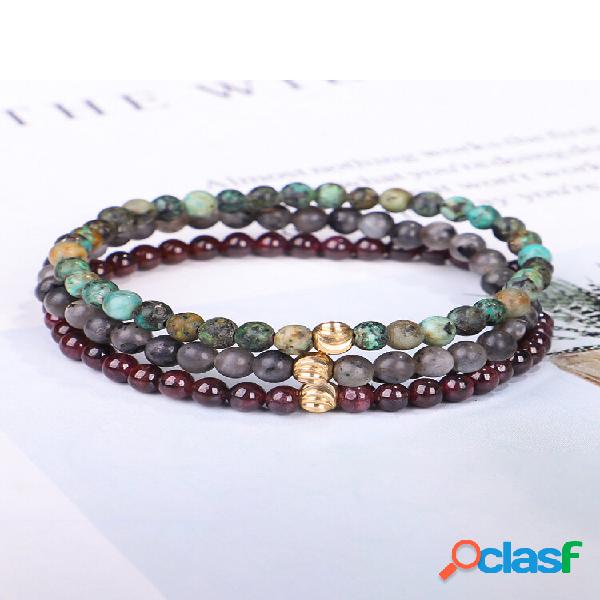 Pulseira vintage multicolorida de pedra energética pulseira