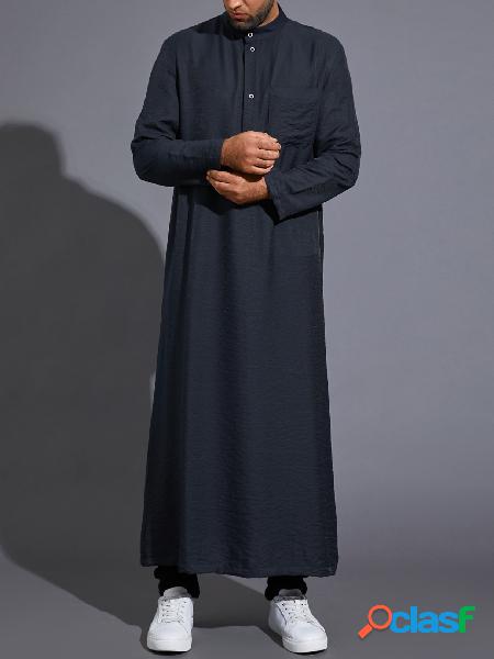 Túnica masculina medieval retrô árabe com botão frontal