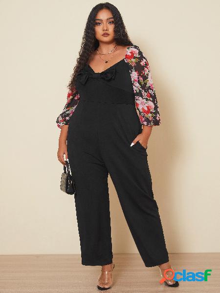 YOINS Plus Macacão com decote quadrado 3/4 Comprimento com