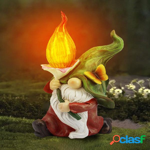 1 PC Energia Solar Elf Borboleta Jardim Folha Chapéu Gnomo