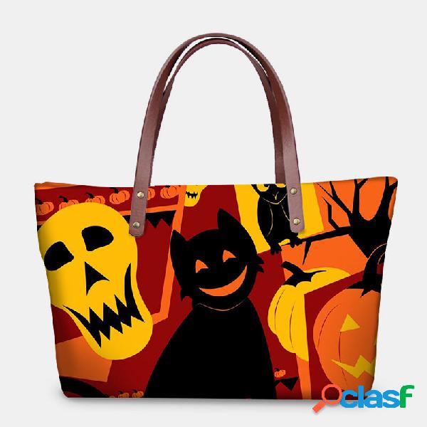 Abóbora feminina Caveira Halloween bolsa de ombro de