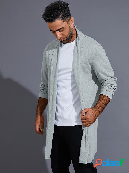 Casaco de lapela casual masculino outono lapela lisa midi