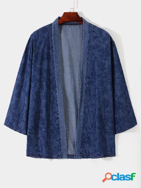 Casaco floral casual masculino com estampa completa de