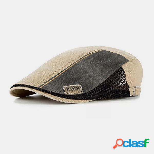 Collrown Men Algodão Malha Patchwork Contraste Cor Pano