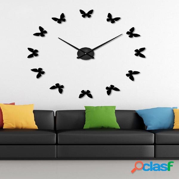 Grande 3D DIY Parede Relógio Decoração de casa Espelho