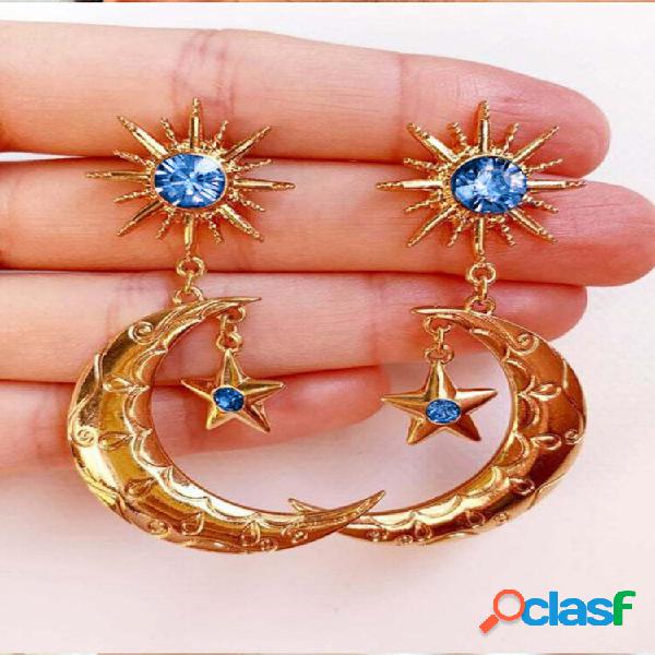 Liga de estrelas da lua do sol esculpida na moda vintage