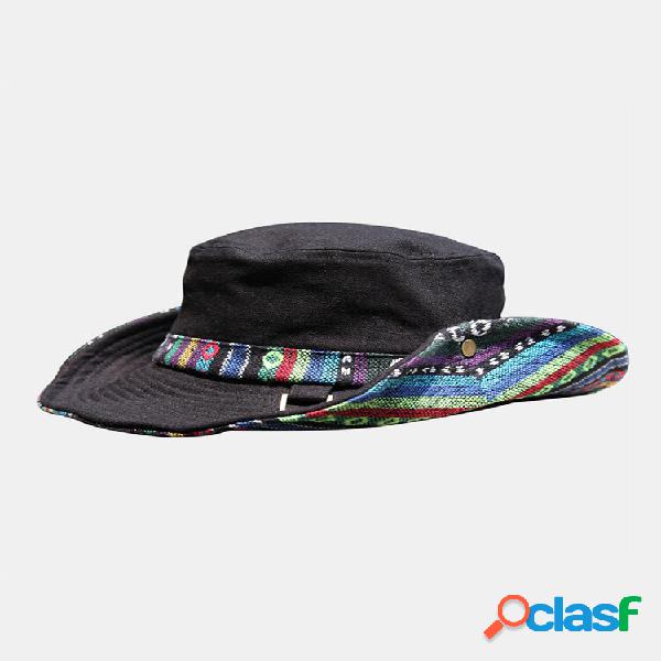 Linho de algodão masculino Colorful Stripe Ethnic Padrão